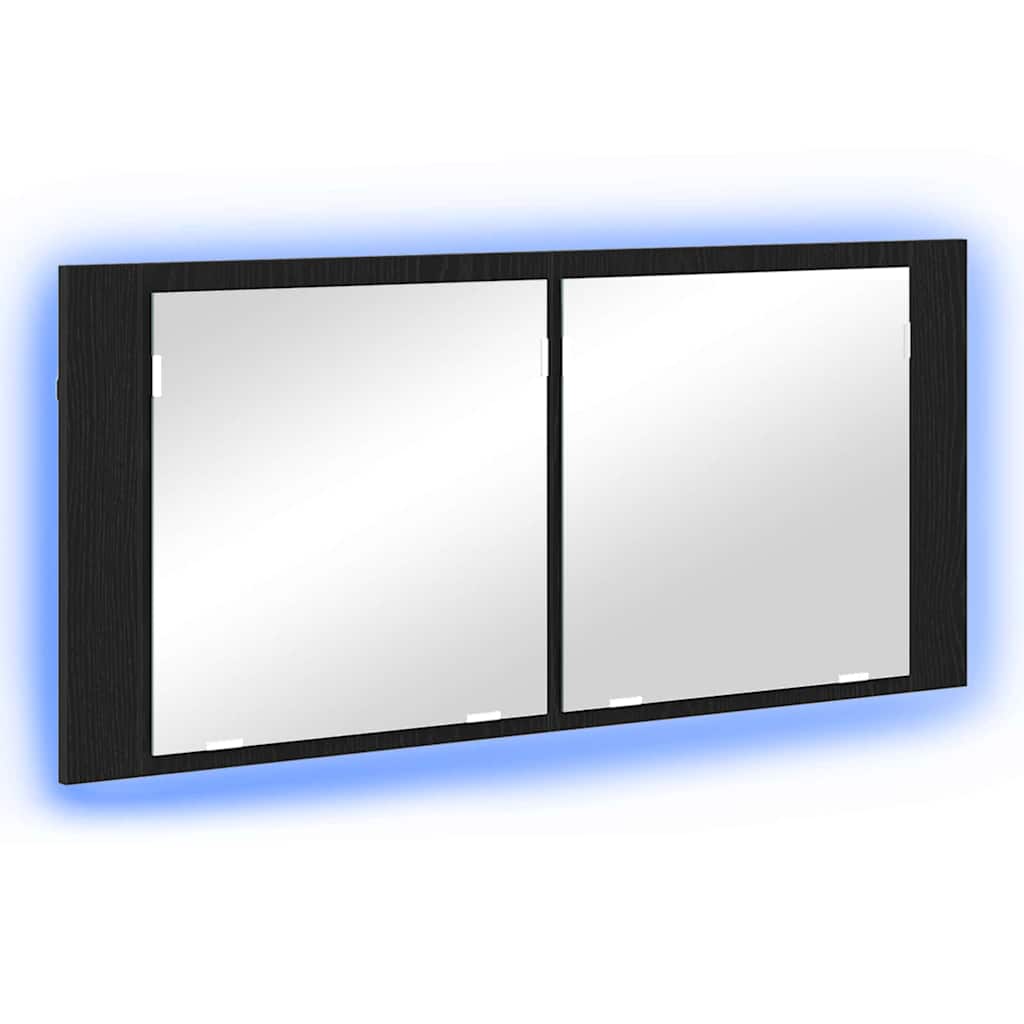 vidaXL Lustro LED w szafce z półką Czarny Dąb 100 x 12 x 45 cm