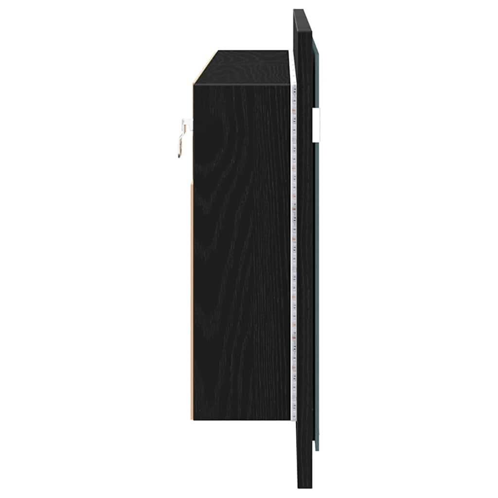 vidaXL Lustro LED w szafce z półką Czarny Dąb 100 x 12 x 45 cm