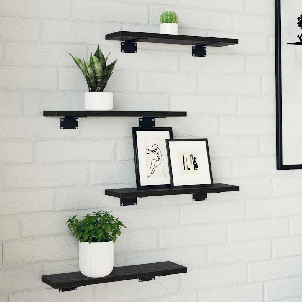 vidaXL Półka na książki 4 pcs Czarny 40 x 10 x 1,5 cm