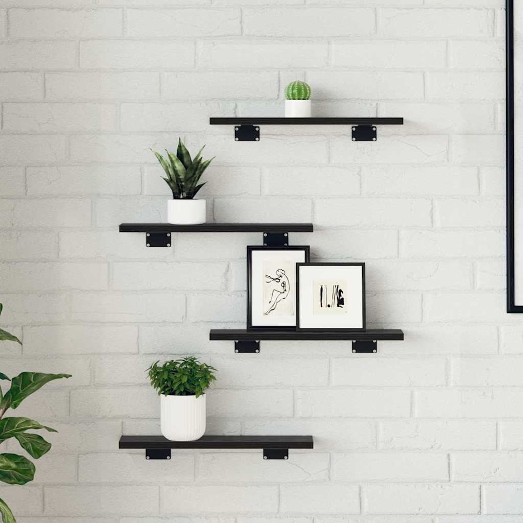 vidaXL Półka na książki 4 pcs Czarny 40 x 10 x 1,5 cm