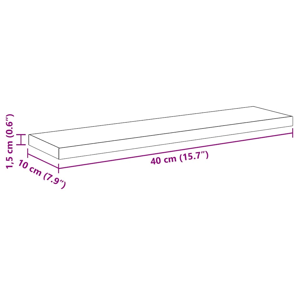 vidaXL Półka na książki 4 pcs Czarny 40 x 10 x 1,5 cm