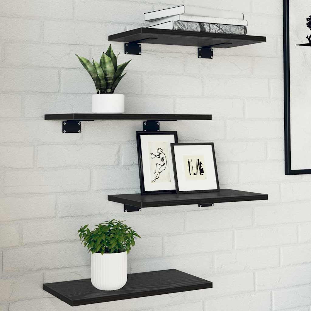 vidaXL Półka na książki 4 pcs Czarny 40 x 20 x 1,5 cm