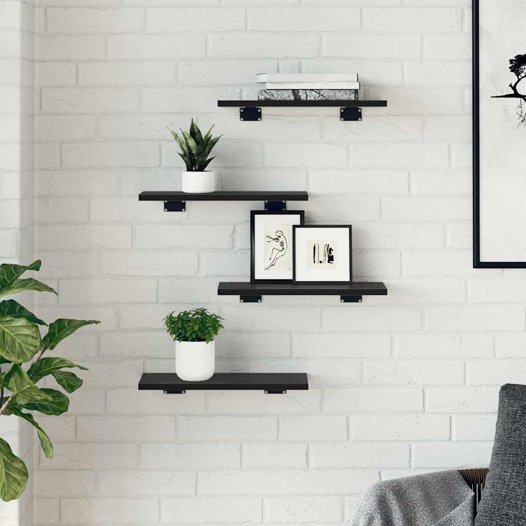 vidaXL Półka na książki 4 pcs Czarny 40 x 20 x 1,5 cm