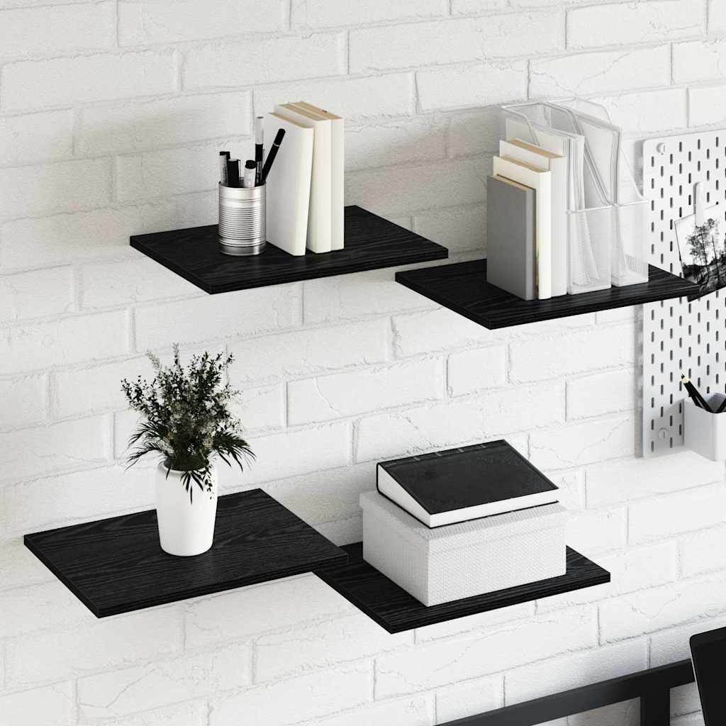vidaXL Półka na książki 4 pcs Czarny 40 x 30 x 1,5 cm