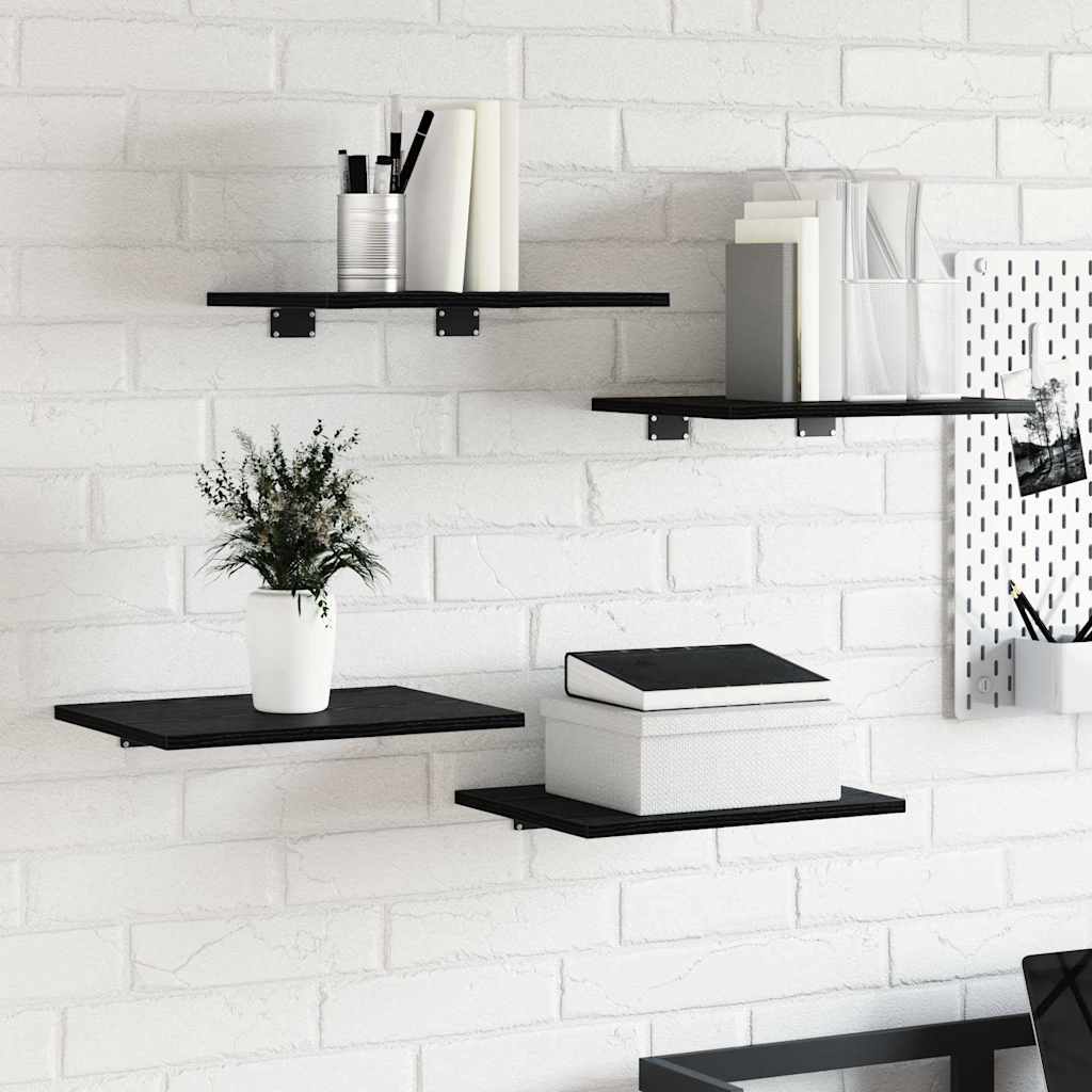 vidaXL Półka na książki 4 pcs Czarny 40 x 30 x 1,5 cm
