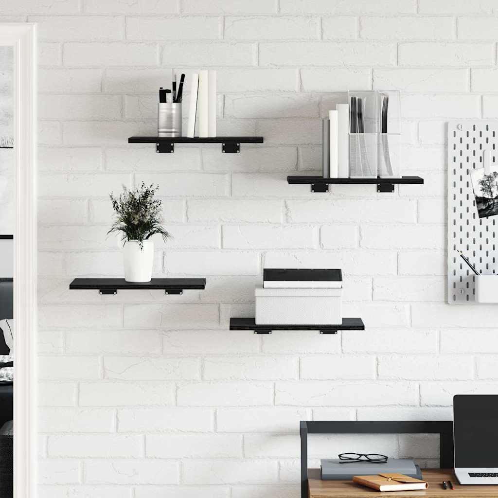 vidaXL Półka na książki 4 pcs Czarny 40 x 30 x 1,5 cm