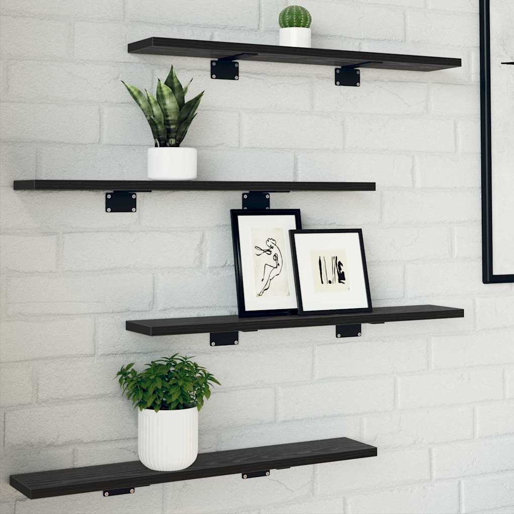 vidaXL Półka na książki 4 pcs Czarny 60 x 10 x 1,5 cm