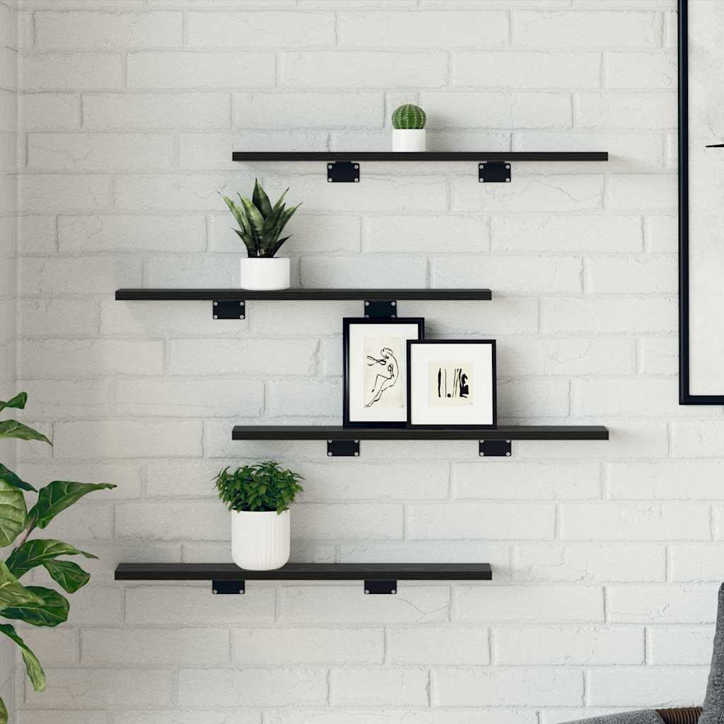 vidaXL Półka na książki 4 pcs Czarny 60 x 10 x 1,5 cm