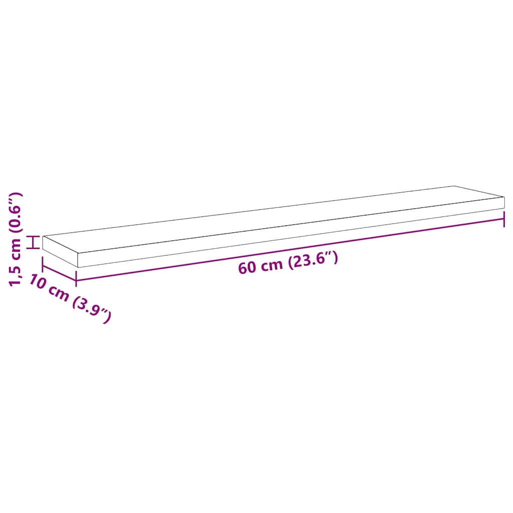 vidaXL Półka na książki 4 pcs Czarny 60 x 10 x 1,5 cm