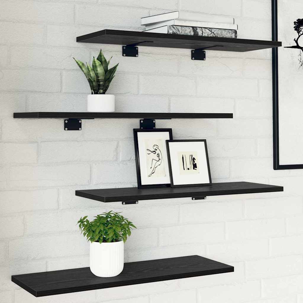 vidaXL Półka na książki 4 pcs Czarny 60 x 20 x 1,5 cm
