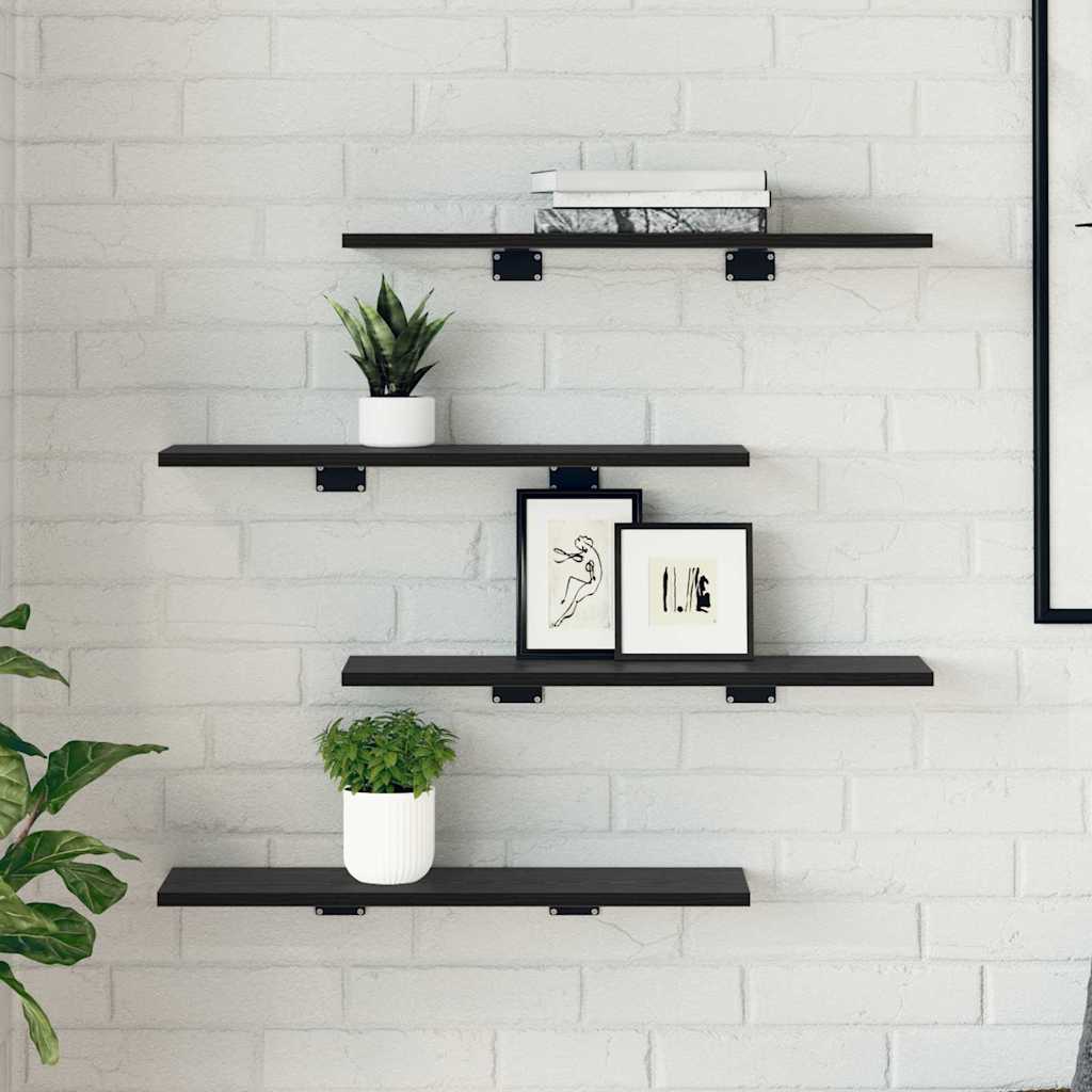 vidaXL Półka na książki 4 pcs Czarny 60 x 20 x 1,5 cm