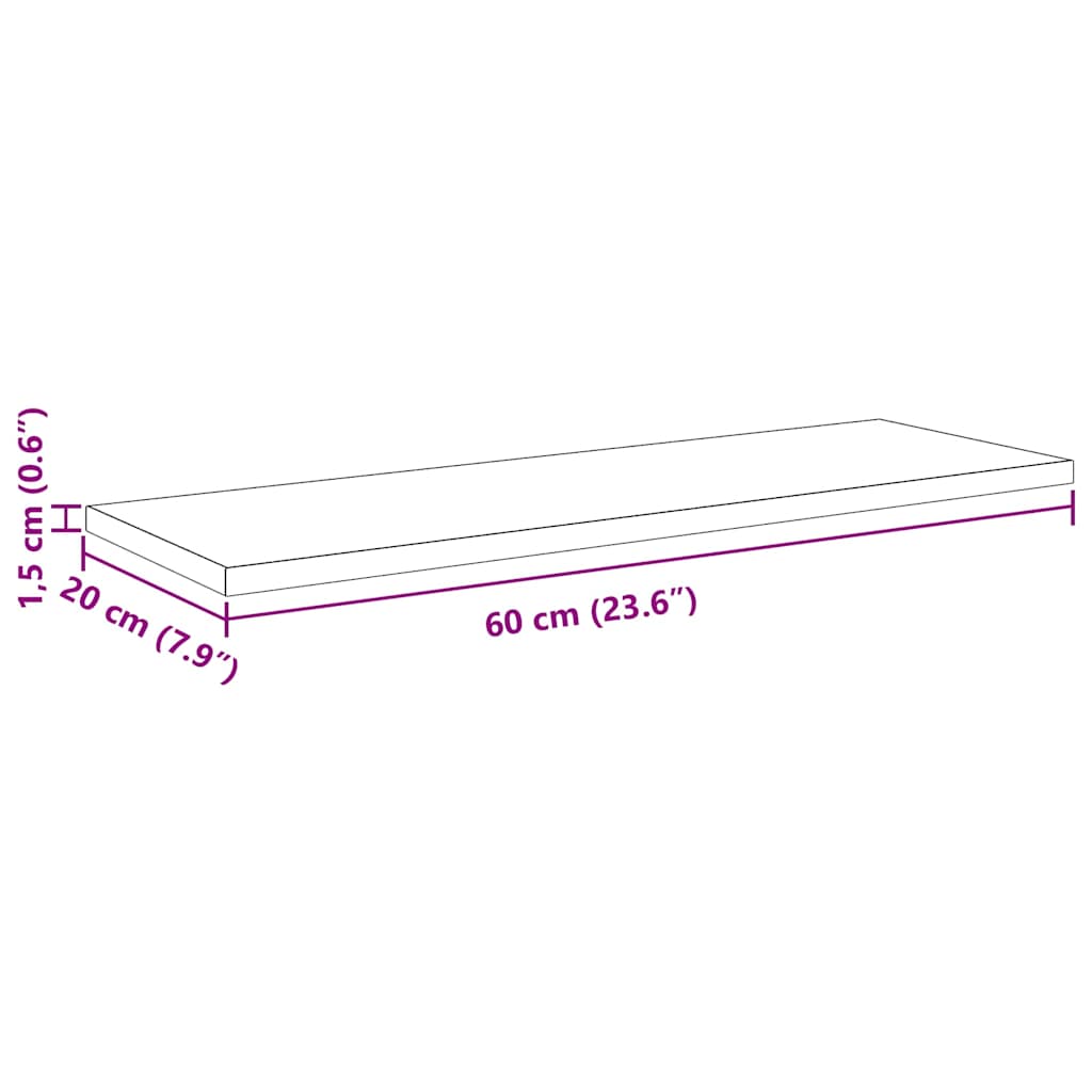 vidaXL Półka na książki 4 pcs Czarny 60 x 20 x 1,5 cm