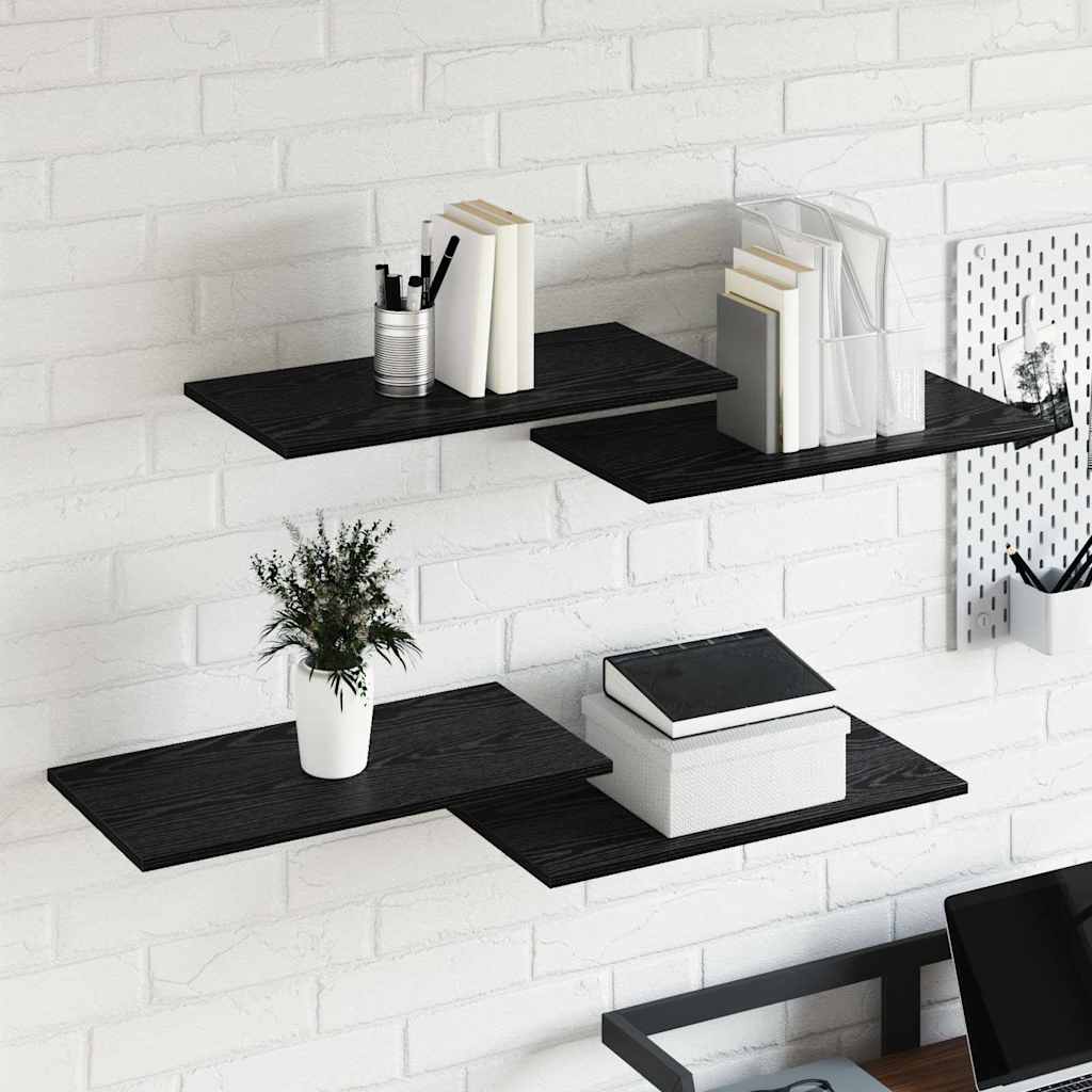 vidaXL Półka na książki 4 pcs Czarny 60 x 30 x 1,5 cm
