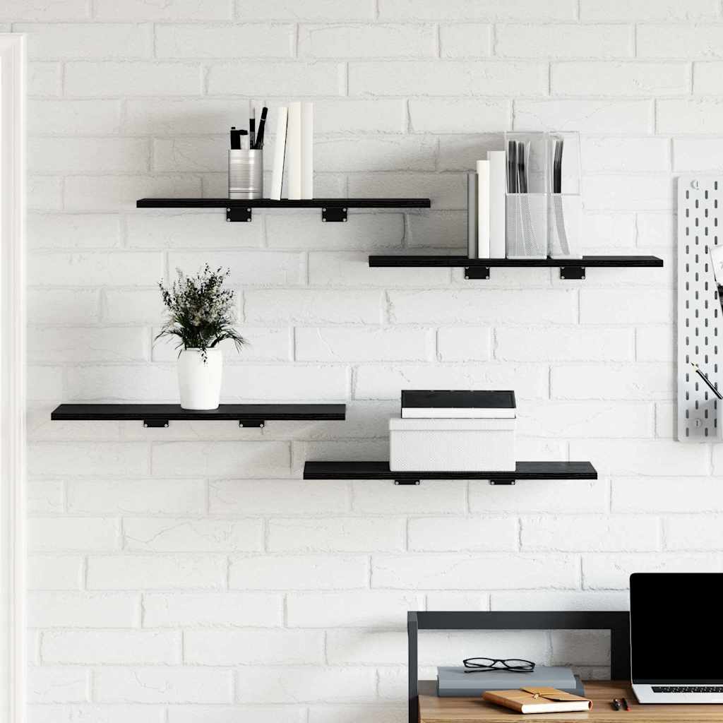 vidaXL Półka na książki 4 pcs Czarny 60 x 30 x 1,5 cm