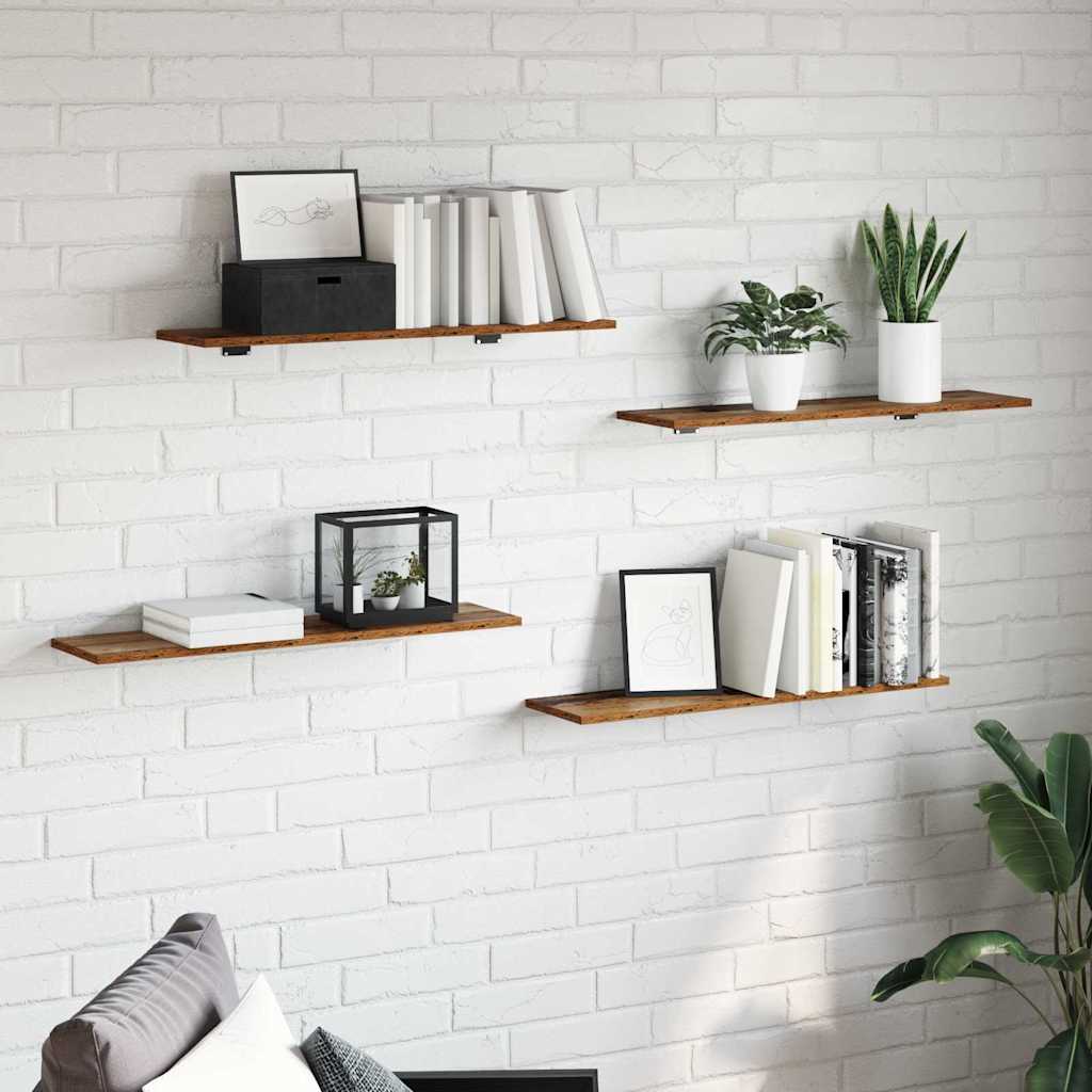 vidaXL Półka na książki 4 pcs Brązowy 80 x 20 x 1,5 cm