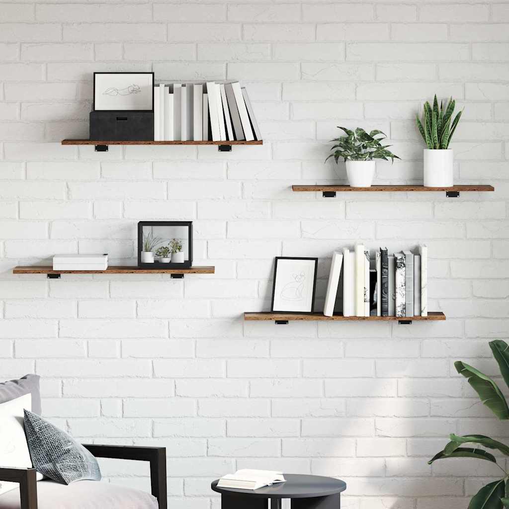 vidaXL Półka na książki 4 pcs Brązowy 80 x 20 x 1,5 cm
