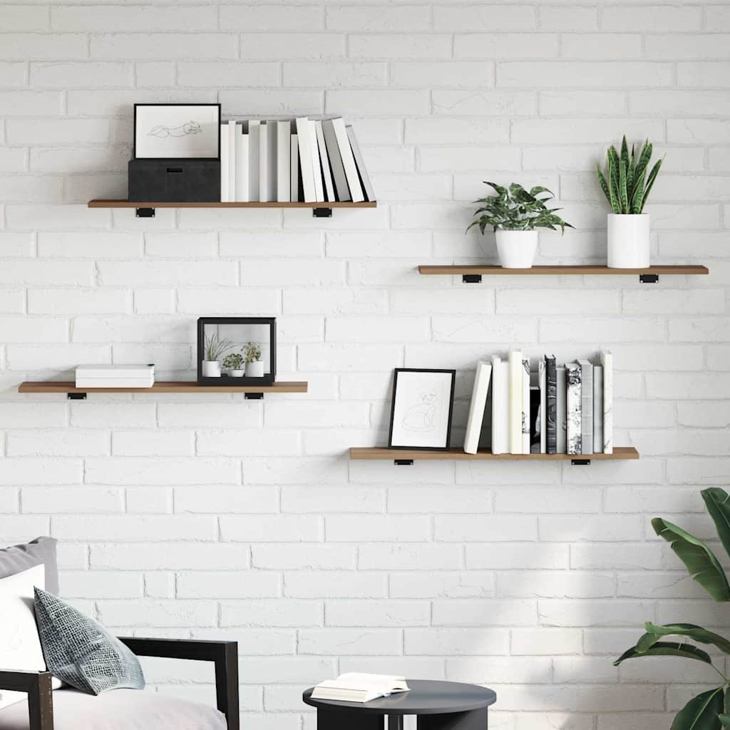 vidaXL Półka na książki 4 pcs Brązowy 80 x 20 x 1,5 cm