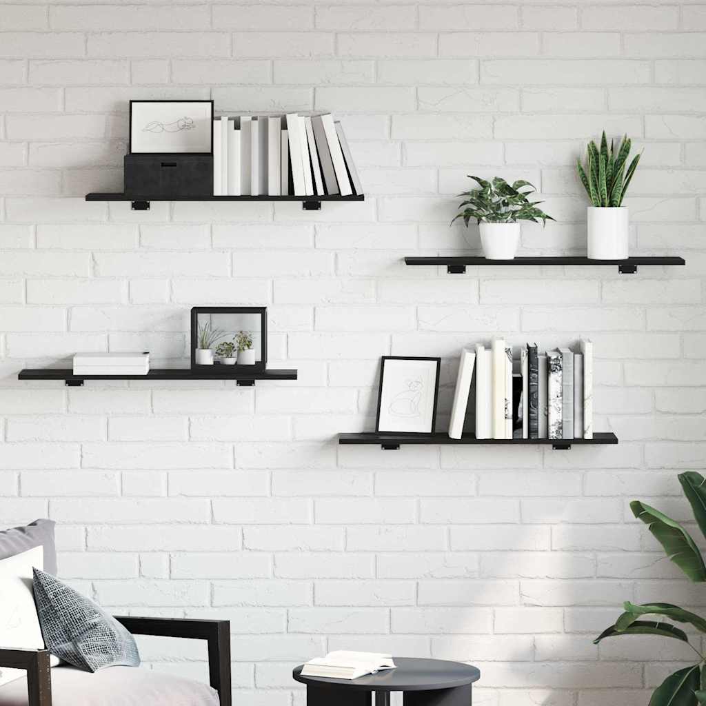 vidaXL Półka na książki 4 pcs Czarny 80 x 20 x 1,5 cm
