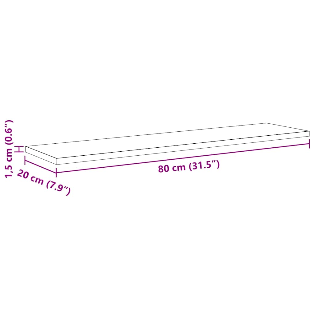 vidaXL Półka na książki 4 pcs Czarny 80 x 20 x 1,5 cm