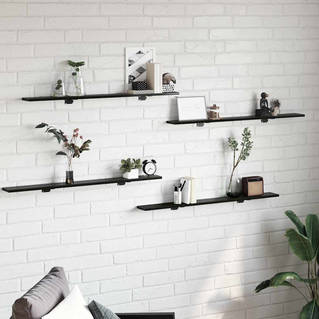 vidaXL Półka na książki 4 pcs Czarny 100 x 10 x 1,5 cm