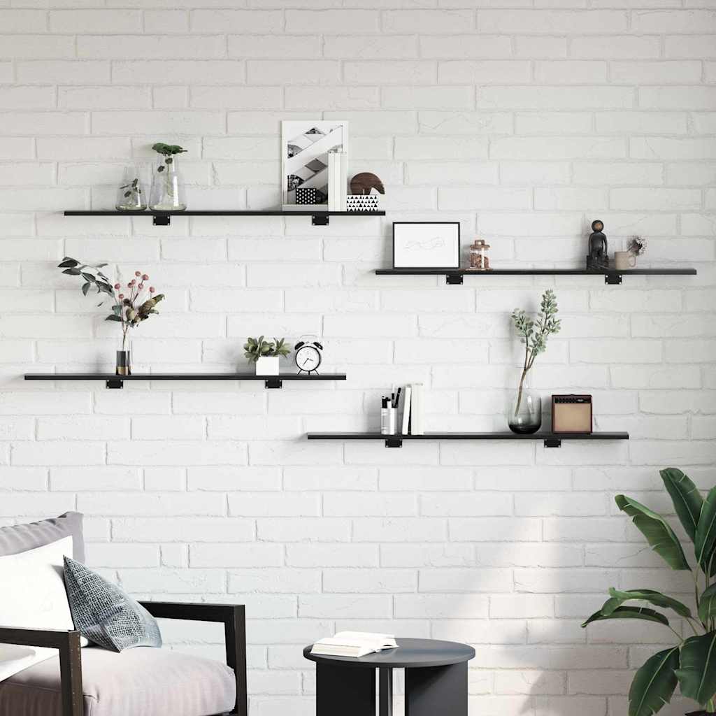 vidaXL Półka na książki 4 pcs Czarny 100 x 10 x 1,5 cm