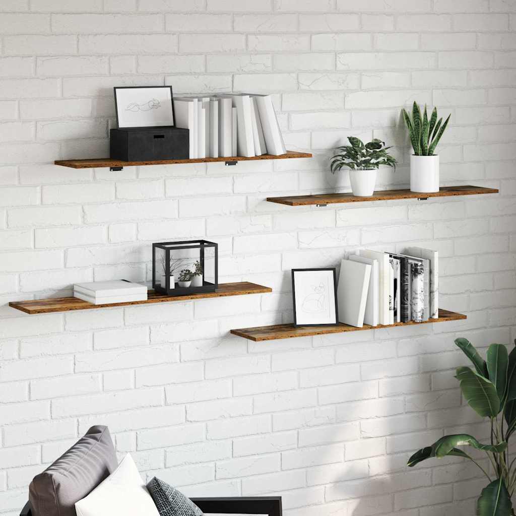 vidaXL Półka na książki 4 pcs Brązowy 100 x 20 x 1,5 cm