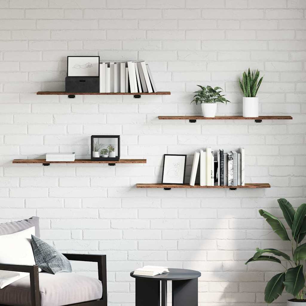 vidaXL Półka na książki 4 pcs Brązowy 100 x 20 x 1,5 cm