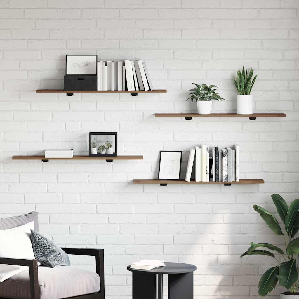 vidaXL Półka na książki 4 pcs Brązowy 100 x 20 x 1,5 cm