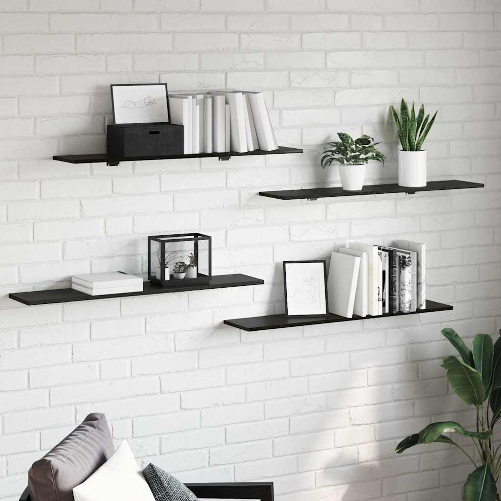 vidaXL Półka na książki 4 pcs Czarny 100 x 20 x 1,5 cm