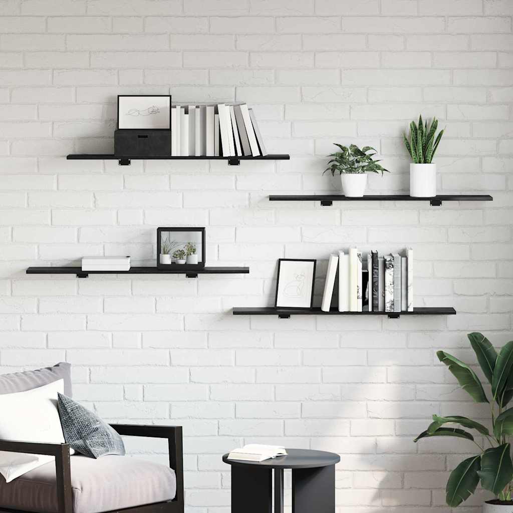 vidaXL Półka na książki 4 pcs Czarny 100 x 20 x 1,5 cm