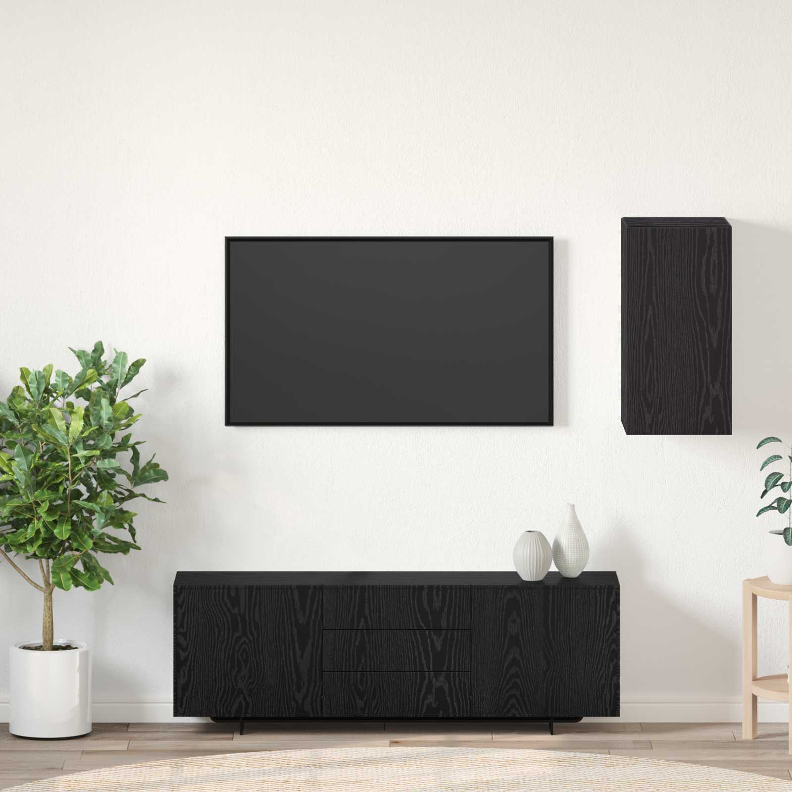 vidaXL Szafka na Telewizor na Ścianę Czarny Dąb 30,5 x 30 x 60 cm