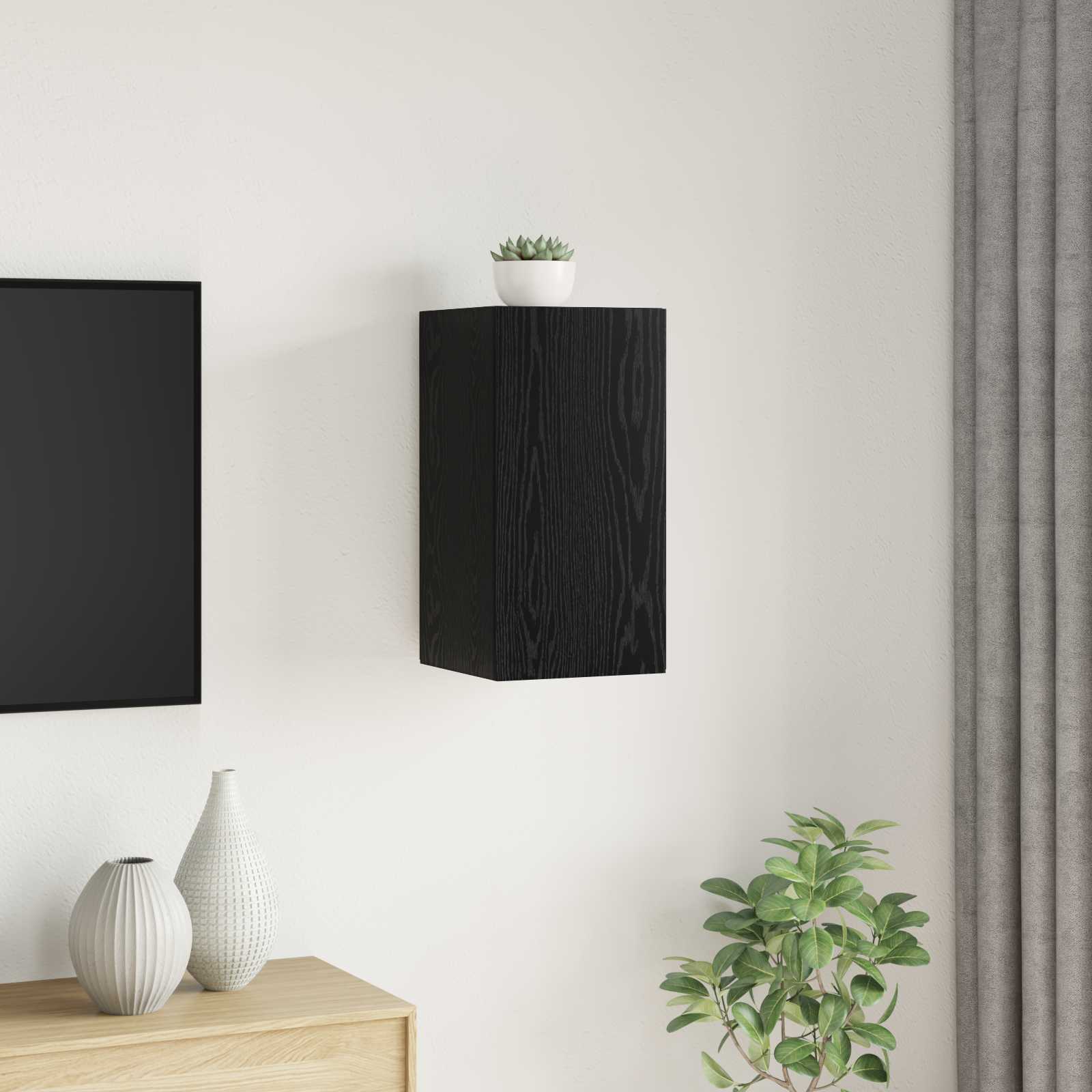 vidaXL Szafka na Telewizor na Ścianę Czarny Dąb 30,5 x 30 x 60 cm