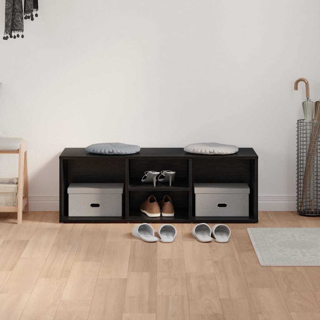 vidaXL Ławka na buty z półką Czarny Dąb 102 x 35 x 35 cm