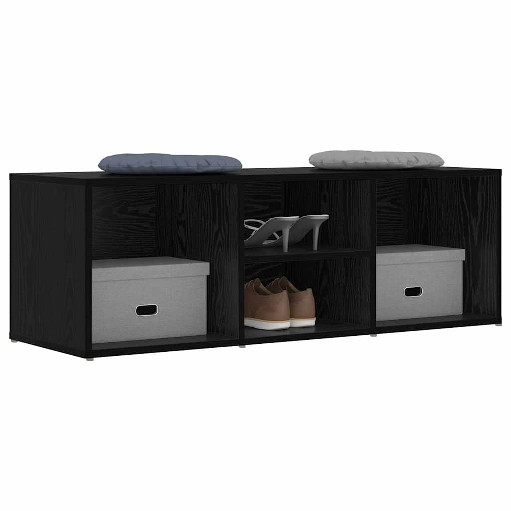 vidaXL Ławka na buty z półką Czarny Dąb 102 x 35 x 35 cm