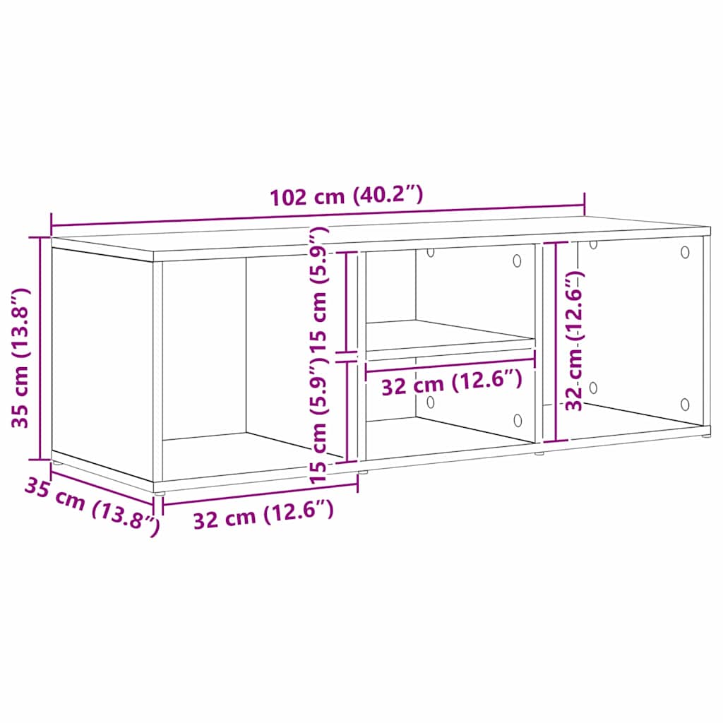 vidaXL Ławka na buty z półką Czarny Dąb 102 x 35 x 35 cm