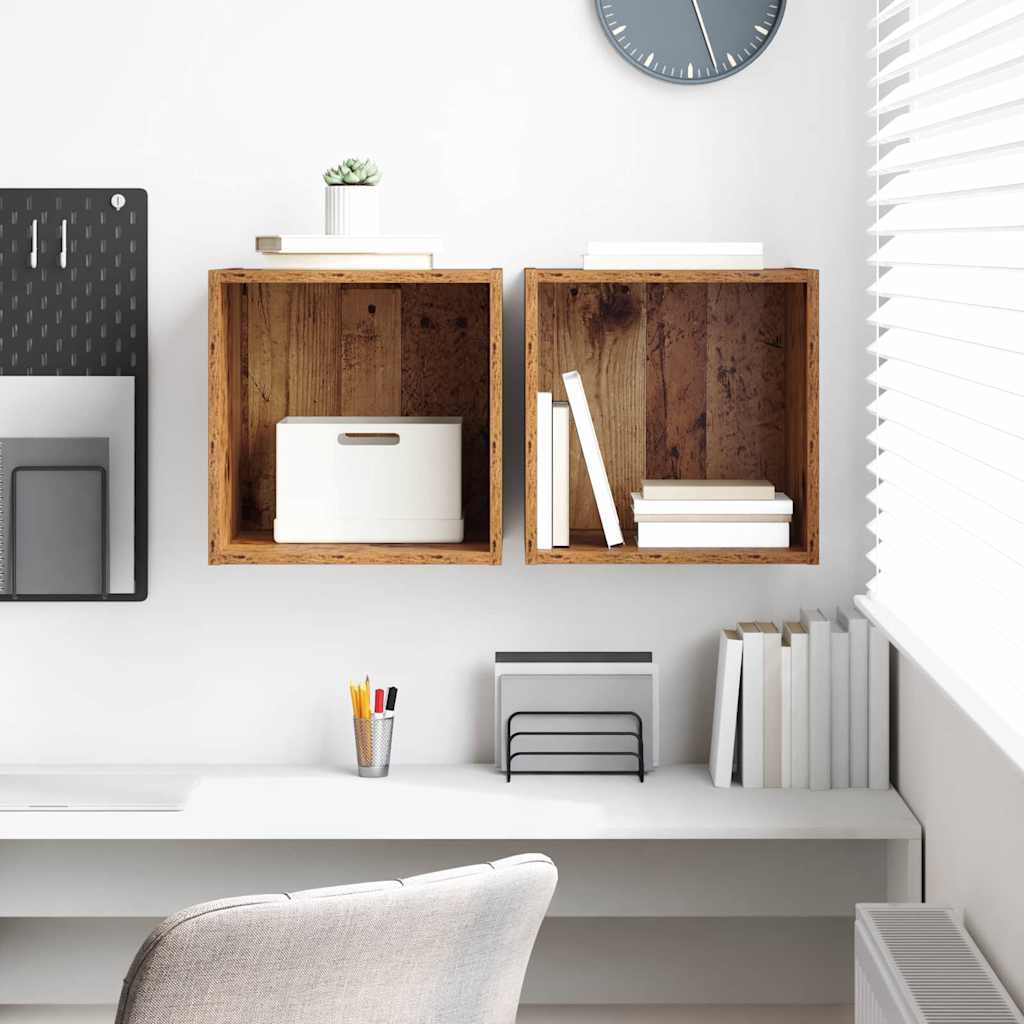 vidaXL Szafka ścienna z półką 2 pcs Stare drewno 37 x 37 x 37 cm