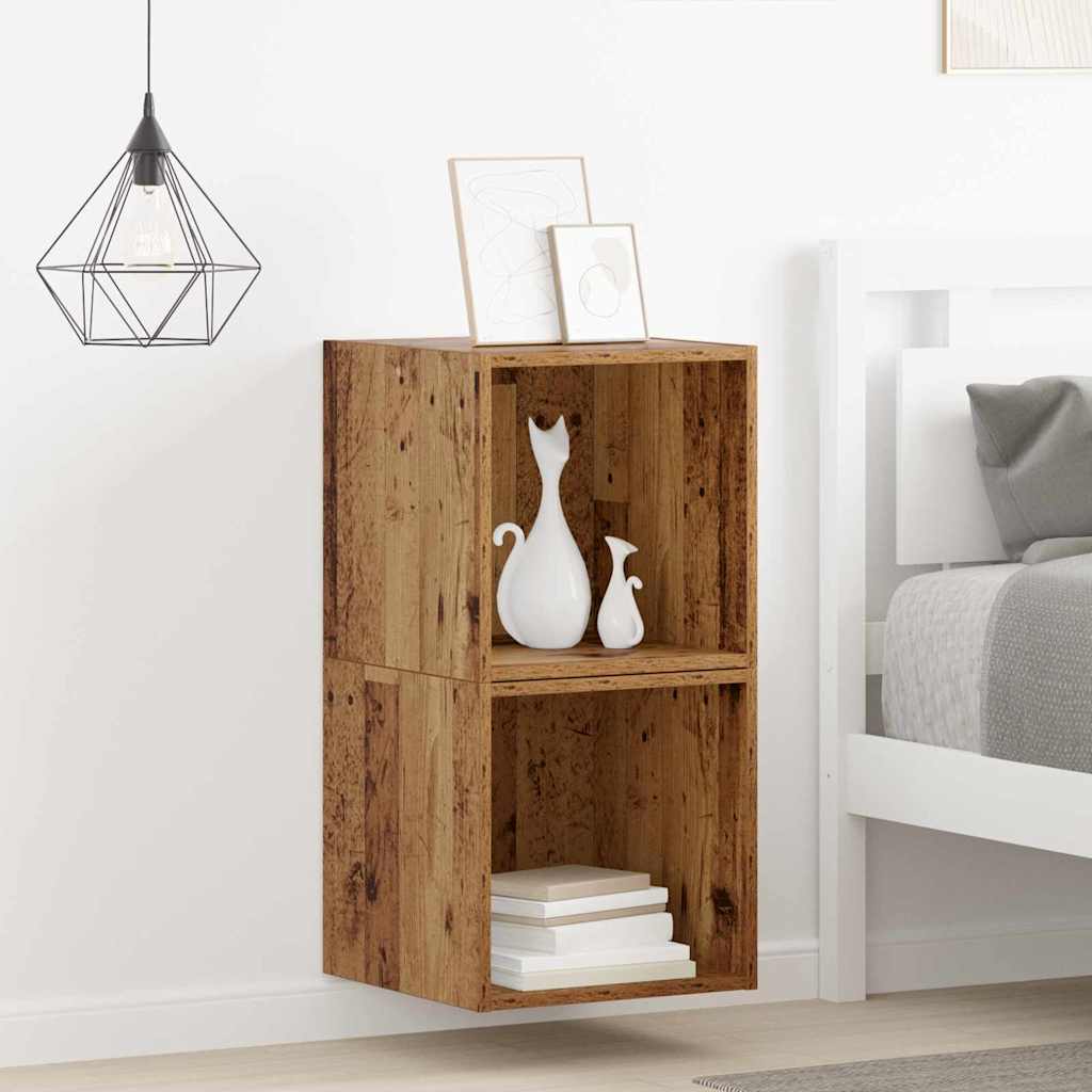 vidaXL Szafka ścienna z półką 2 pcs Stare drewno 37 x 37 x 37 cm