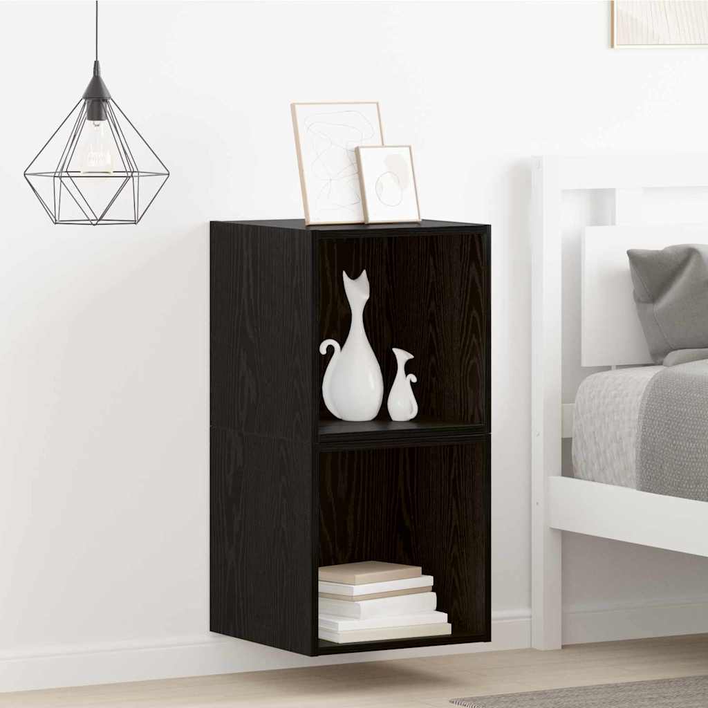 vidaXL Szafka ścienna z półką 2 pcs Czarny Dąb 37 x 37 x 37 cm