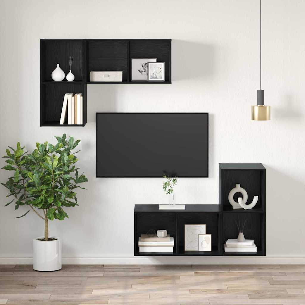 vidaXL Zestaw szafek RTV Czarny Dąb 37 x 37 x 72 cm