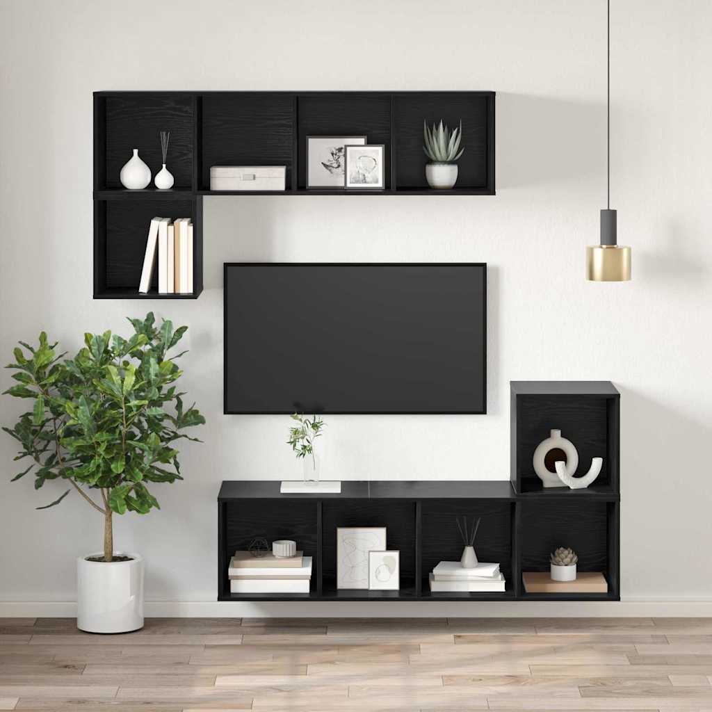 vidaXL Zestaw szafek RTV Czarny Dąb 37 x 37 x 107 cm
