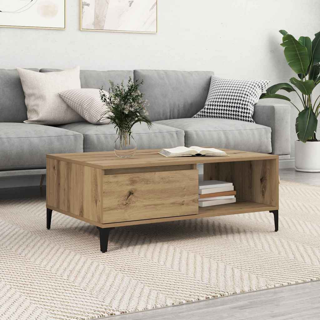 vidaXL Stolik kawowy dąb artisan 90 x 60 x 35 cm