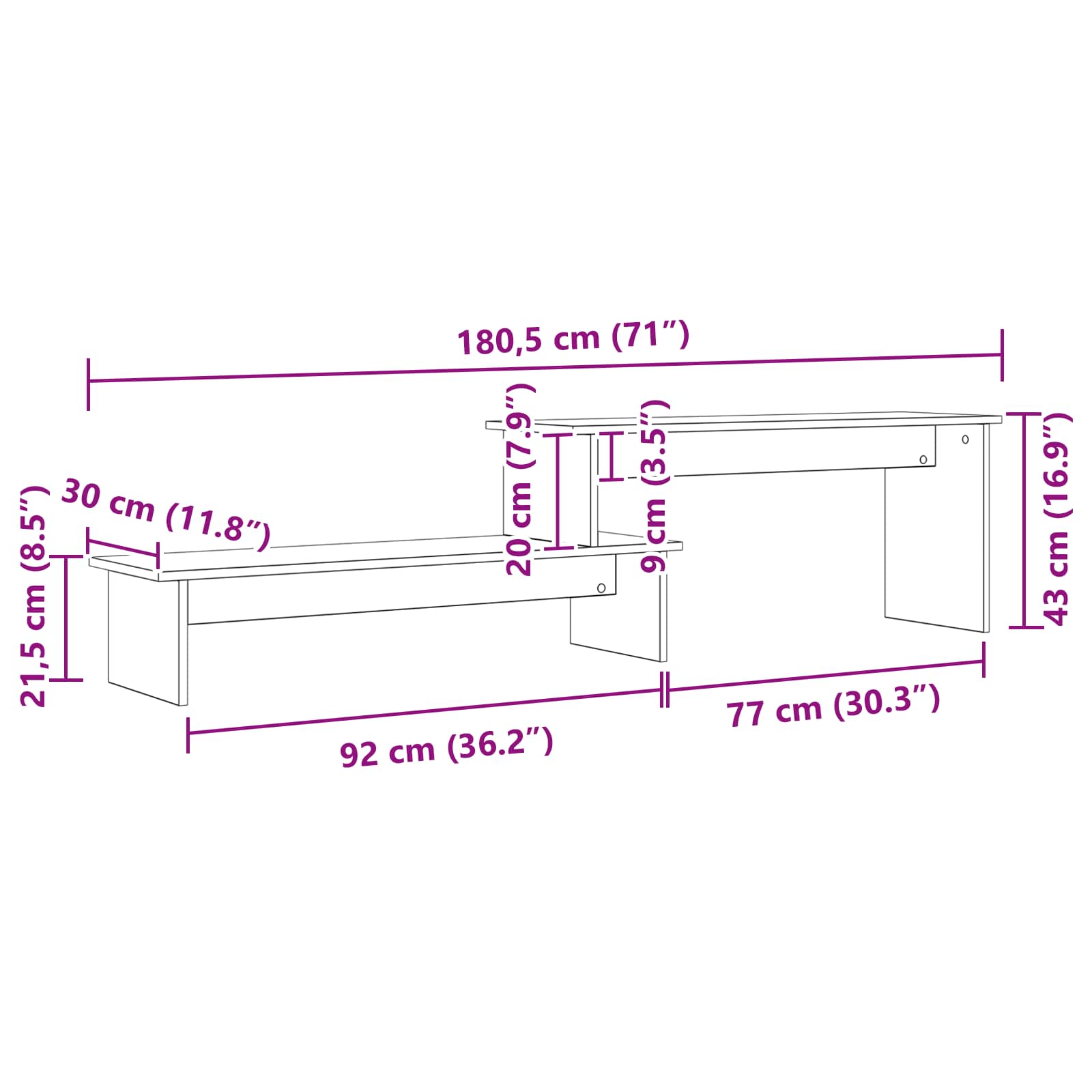 vidaXL Zestaw szafek RTV Stare drewno 180 x 30 x 43 cm