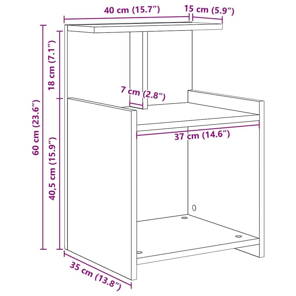 vidaXL Szafka Nocna Stare drewno 40 x 35 x 60 cm