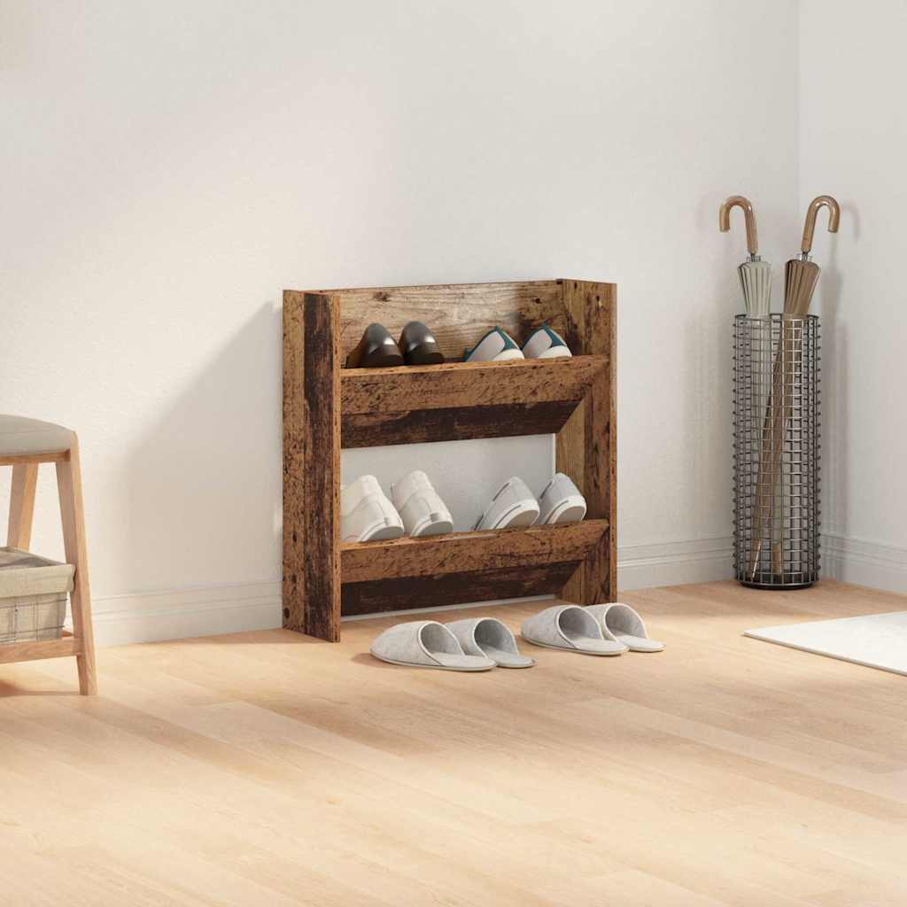 vidaXL Szafka na buty z półką Stare drewno 60 x 18 x 60 cm