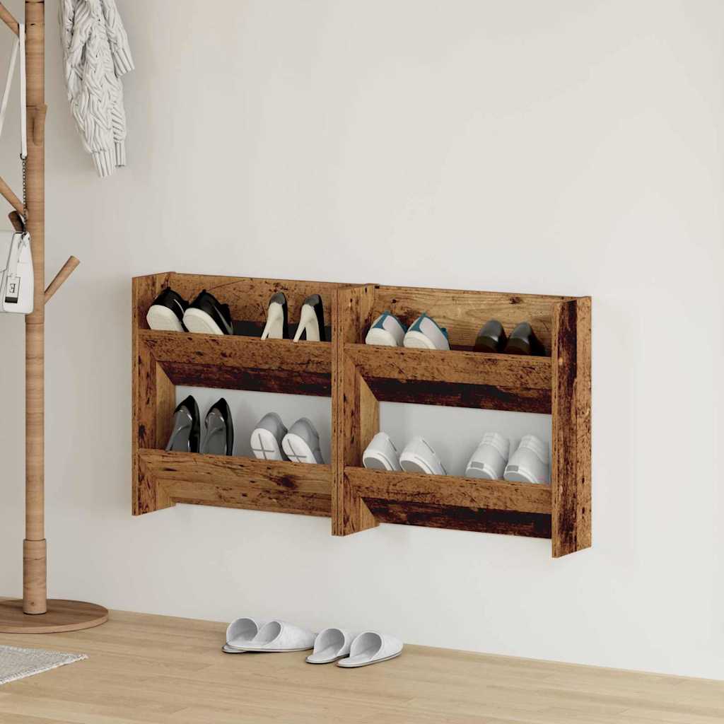 vidaXL Szafka na buty z półką 2 pcs Stare drewno 60 x 18 x 60 cm