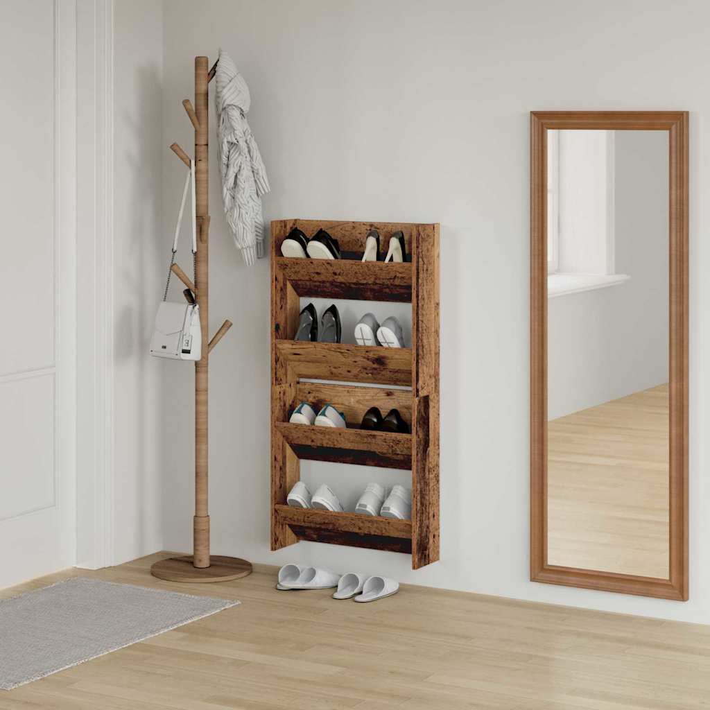 vidaXL Szafka na buty z półką 2 pcs Stare drewno 60 x 18 x 60 cm
