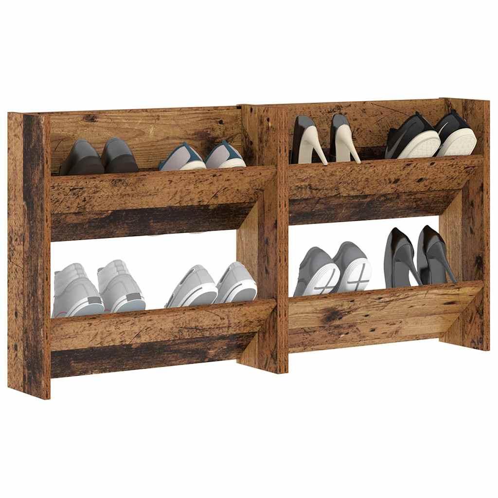 vidaXL Szafka na buty z półką 2 pcs Stare drewno 60 x 18 x 60 cm