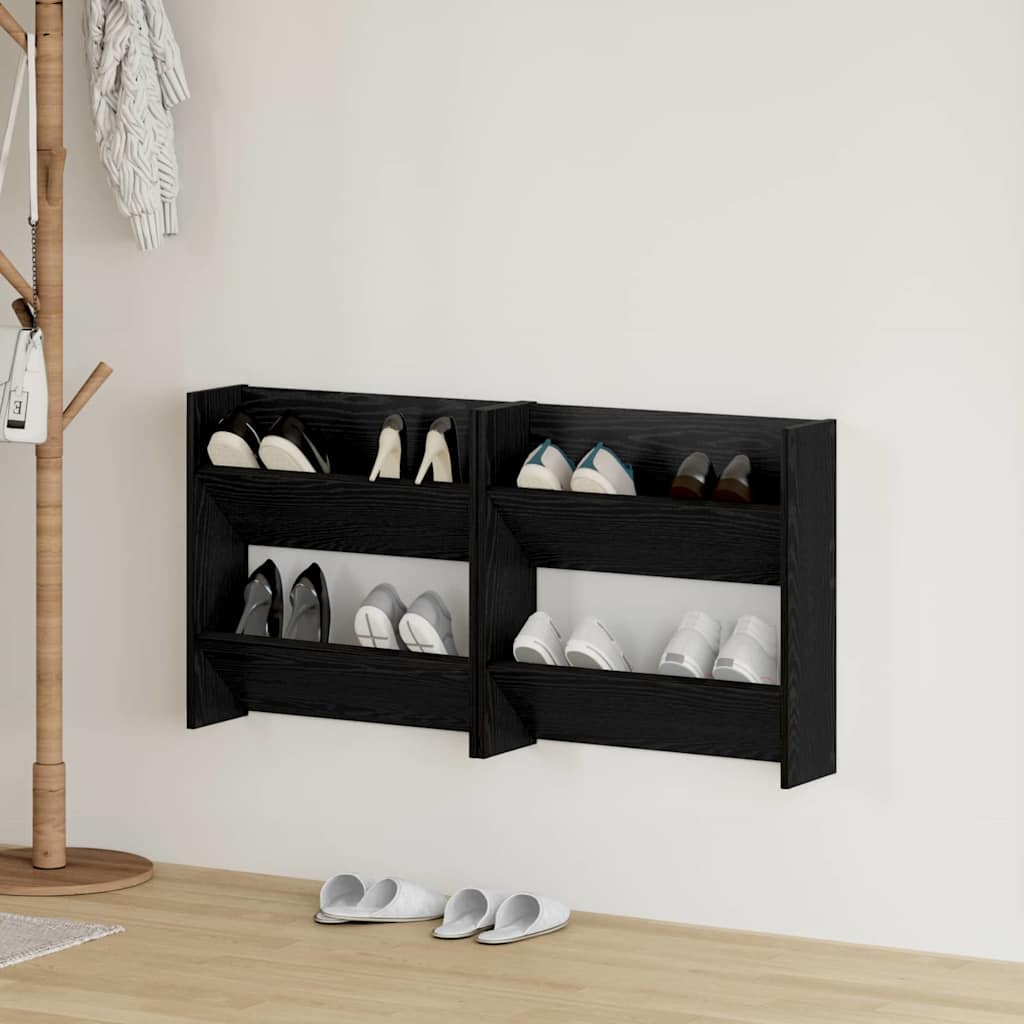 vidaXL Szafka na buty z półką 2 pcs Czarny Dąb 60 x 18 x 60 cm