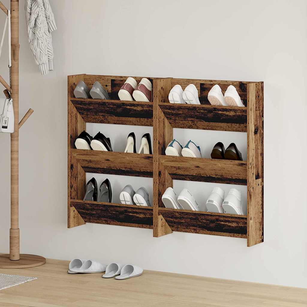 vidaXL Szafka na buty z półką 2 pcs Stare drewno 60 x 18 x 90 cm