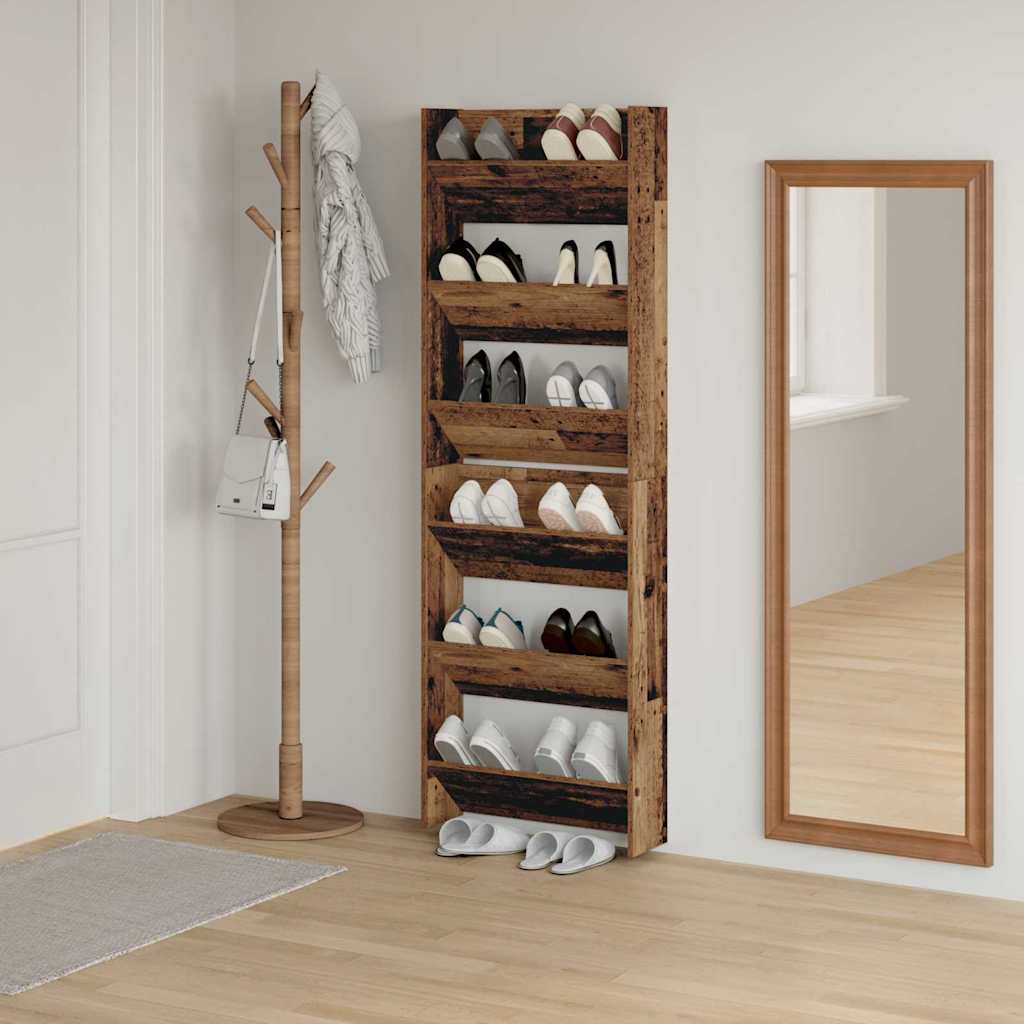 vidaXL Szafka na buty z półką 2 pcs Stare drewno 60 x 18 x 90 cm